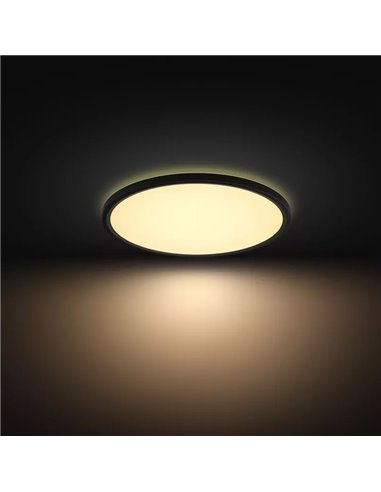 Plafonnier LED intelligent rond TENTO HUE SLIM M Ø42,1 cm Noir, 23 W 3100 lm, Blanc Ambiance