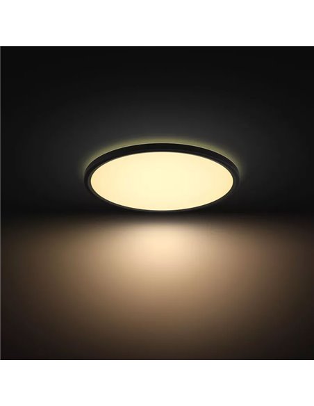 Plafón LED inteligente redondo M Ø42,1cm TENTO HUE SLIM negro, 23W 3100Lm, White Ambiance