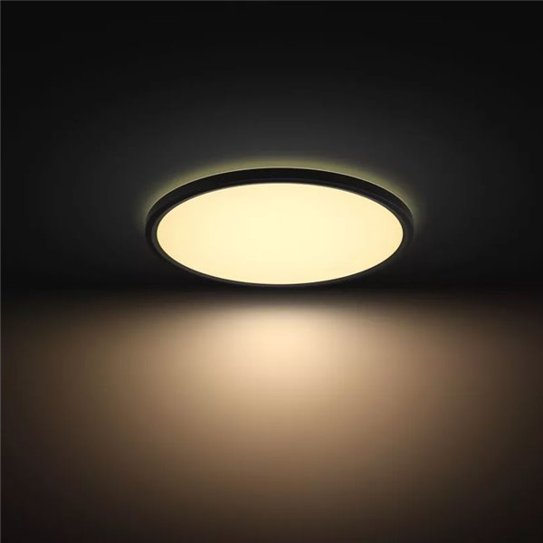 Plafón LED inteligente redondo M Ø42,1cm TENTO HUE SLIM negro, 23W 3100Lm, White Ambiance