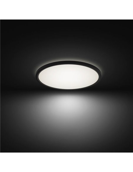 Plafonnier LED intelligent rond TENTO HUE SLIM M Ø42,1 cm Noir, 23 W 3100 lm, Blanc Ambiance