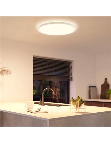 Luminária de teto LED inteligente redonda TENTO HUE SLIM XL Ø54,2cm branca, 25W 3500lm, ambiente branco