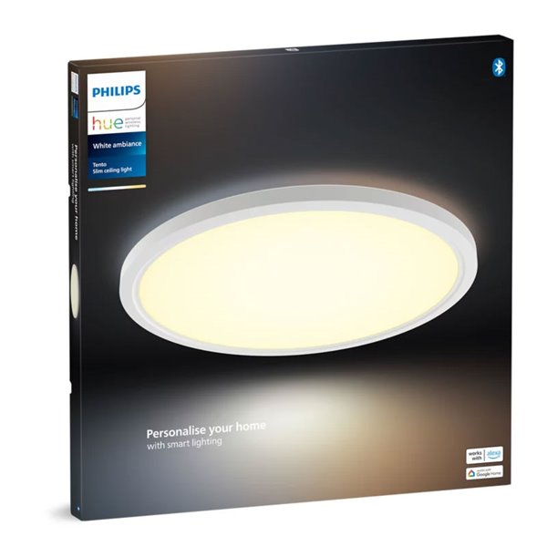 Luminária de teto LED inteligente redonda TENTO HUE SLIM XL Ø54,2cm branca, 25W 3500lm, ambiente branco