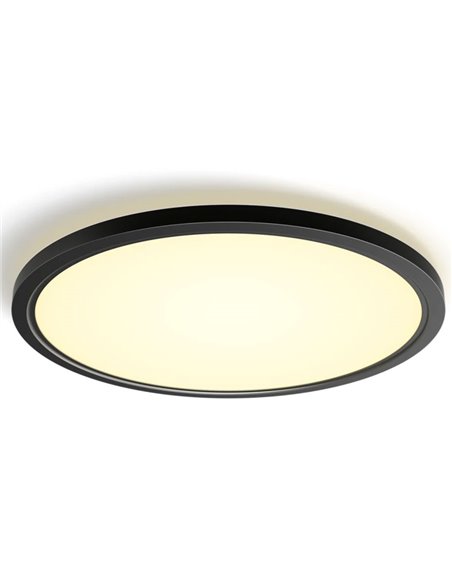 Plafonnier LED intelligent rond TENTO HUE SLIM XL Ø54,2 cm Noir, 25 W 3500 lm, Blanc Ambiance