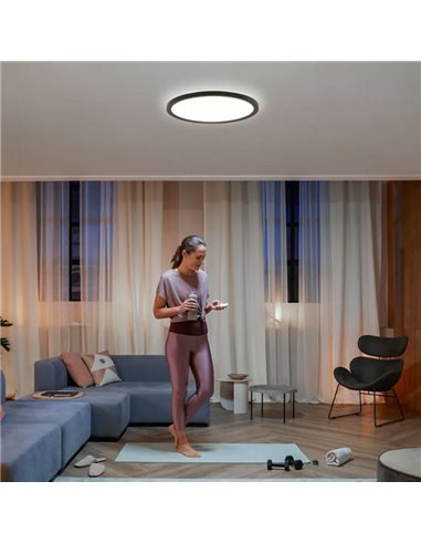 Plafonnier LED intelligent rond TENTO HUE SLIM XL Ø54,2 cm Noir, 25 W 3500 lm, Blanc Ambiance