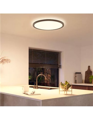 Luminária de teto LED inteligente redonda TENTO HUE SLIM XL Ø54,2cm preta, 25W 3500lm, luz ambiente branca