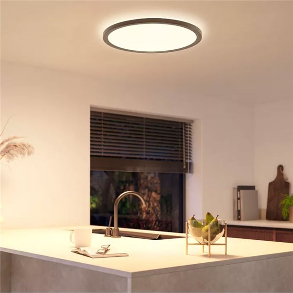 Plafón LED inteligente redondo XL Ø54,2cm TENTO HUE SLIM negro, 25W 3500Lm, White Ambiance