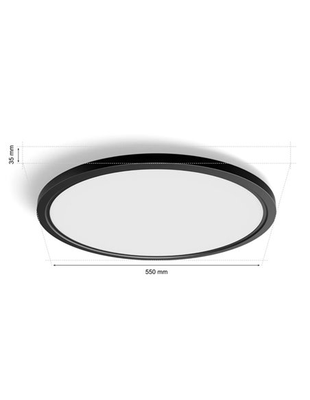 Luminária de teto LED inteligente redonda TENTO HUE SLIM XL Ø54,2cm preta, 25W 3500lm, luz ambiente branca