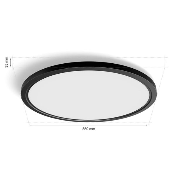 Plafón LED inteligente redondo XL Ø54,2cm TENTO HUE SLIM negro, 25W 3500Lm, White Ambiance