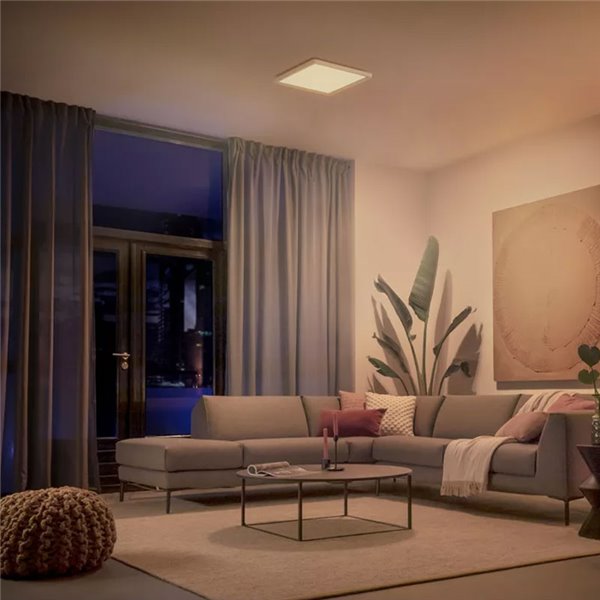 Plafón LED inteligente cuadrado M TENTO HUE blanco, 15,4W 2000Lm, 40x40cm White Ambiance