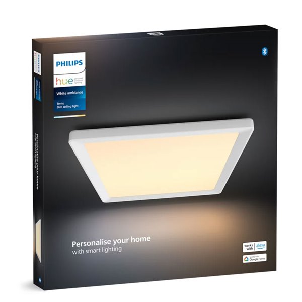 Plafón LED inteligente cuadrado M TENTO HUE blanco, 15,4W 2000Lm, 40x40cm White Ambiance