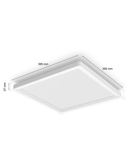 Plafón LED inteligente cuadrado M TENTO HUE blanco, 15,4W 2000Lm, 40x40cm White Ambiance