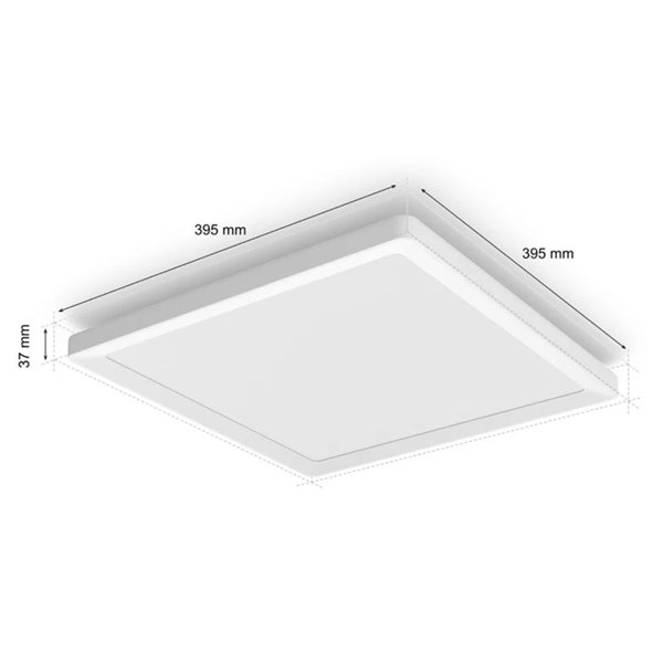 Plafón LED inteligente cuadrado M TENTO HUE blanco, 15,4W 2000Lm, 40x40cm White Ambiance