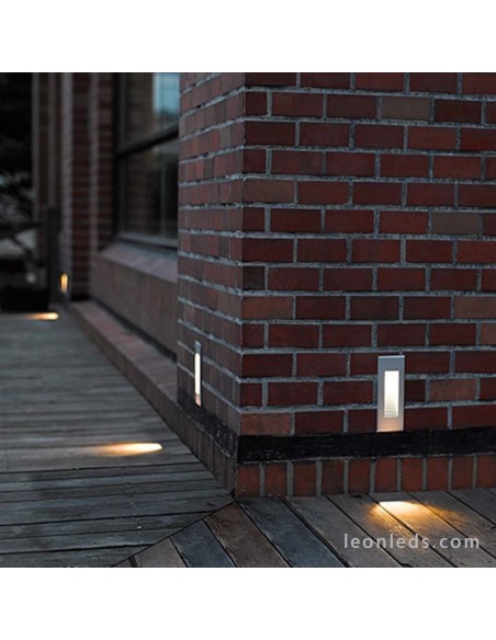 Baliza para exterior LED Dambel Gris de Dopo | Baliza empotrable LED para exterior rectangular | LeonLeds Iluminación