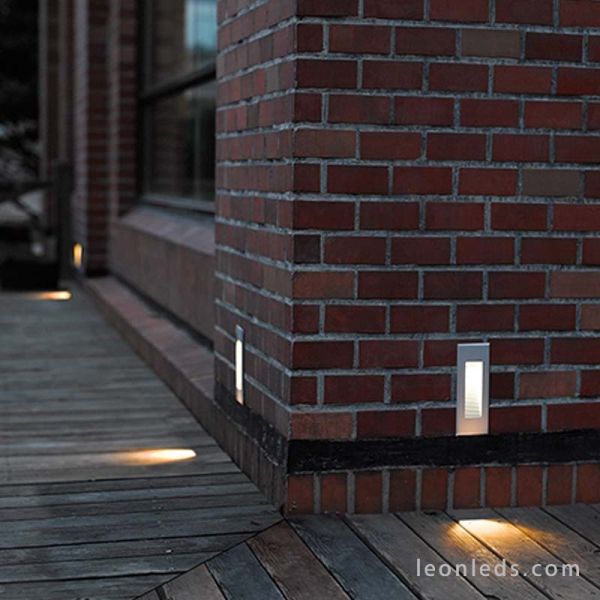 Baliza para exterior LED Dambel Gris de Dopo | Baliza empotrable LED para exterior rectangular | LeonLeds Iluminación