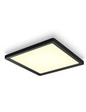 Luminária de teto LED quadrada inteligente M TENTO HUE, preta, 15,4 W, 2000 lúmens, 40 x 40 cm, luz ambiente branca.