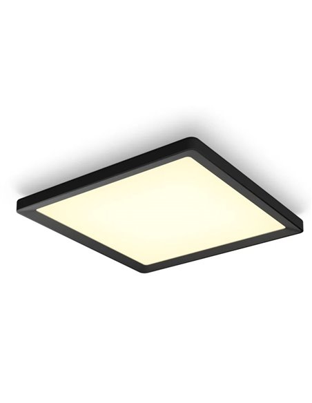 Plafonnier LED carré intelligent M TENTO HUE, noir, 15,4 W 2000 lm, 40 x 40 cm, blanc ambiance