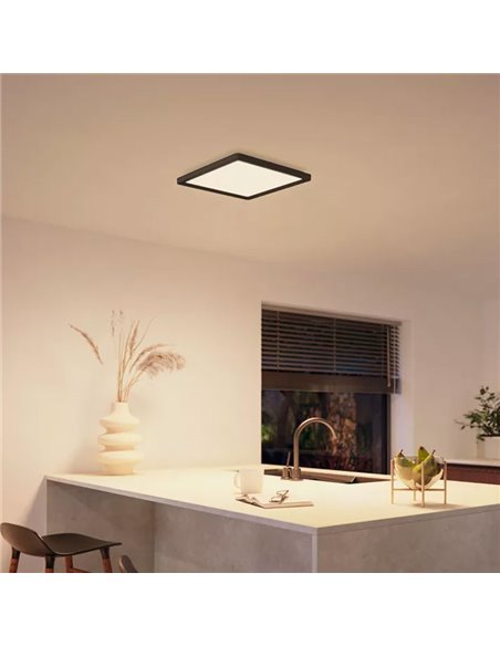 Plafón LED inteligente cuadrado M TENTO HUE negro, 15,4W 2000Lm, 40x40cm White Ambiance