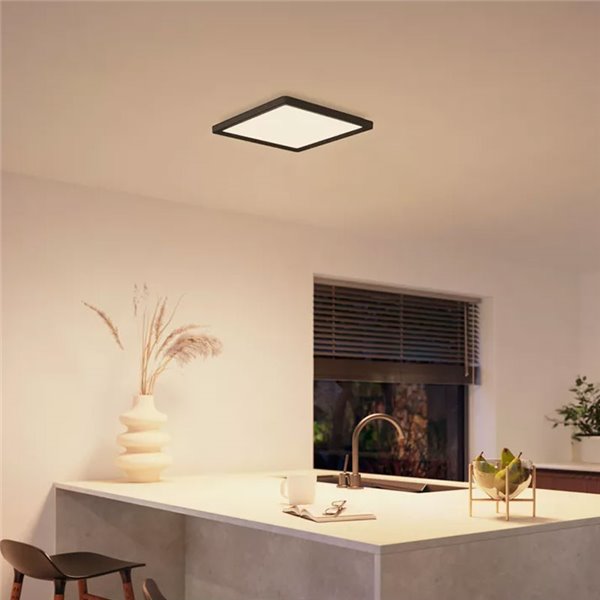 Plafonnier LED carré intelligent M TENTO HUE, noir, 15,4 W 2000 lm, 40 x 40 cm, ambiance blanche