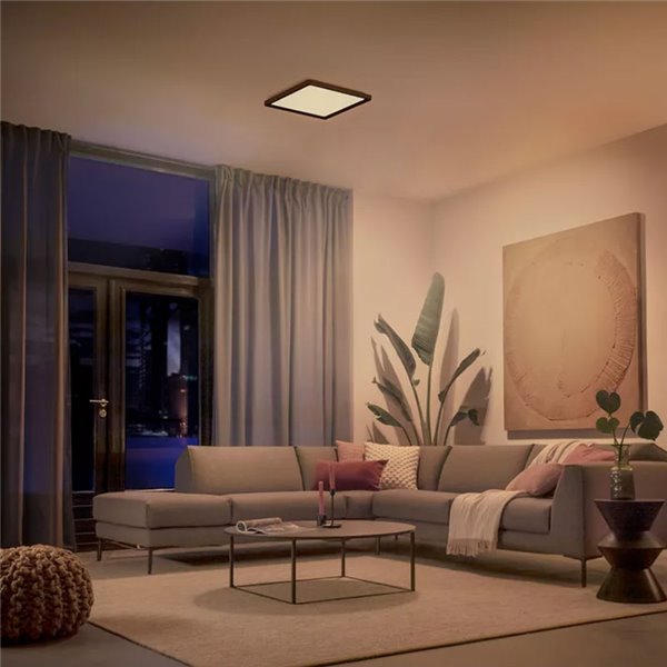 Plafón LED inteligente cuadrado M TENTO HUE negro, 15,4W 2000Lm, 40x40cm White Ambiance
