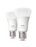Pack 2 bombillas inteligentes Hue E27 A60 810Lm, 6W equivalente 60W, regulable, White Ambiance, control por voz