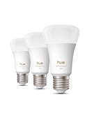 Pack 3 bombillas inteligentes Hue E27 A60 810Lm, 6W equivalente 60W, regulable, White Ambiance, control por voz