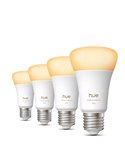 Pack 4 bombillas inteligentes Hue E27 A60 810Lm, 6W equivalente 60W, regulable, White Ambiance, control por voz