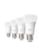 Pack 4 bombillas inteligentes Hue E27 A60 810Lm, 6W equivalente 60W, regulable, White Ambiance, control por voz