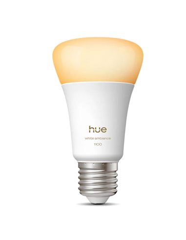 Bombilla LED inteligente Hue E27 A60 1100Lm, 8,1W equivalente 75W, regulable, White Ambiance, control por voz