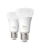 Pack 2 bombillas inteligentes Hue E27 A60 1100Lm, 8,1W equivalente 75W, regulable, White Ambiance, control por voz