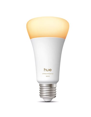Bombilla LED inteligente super potente Hue E27 A60 1600Lm, 11,8W equivalente 100W, regulable, White Ambiance, control por voz