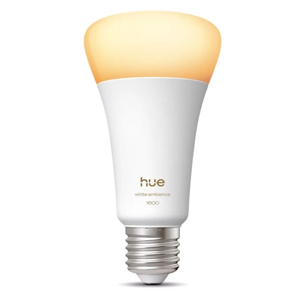 Ampoule LED intelligente ultra-puissante Hue E27 A60 1600 lm, 11,8 W équivalent à 100 W, dimmable, ambiance blanche, commande vo