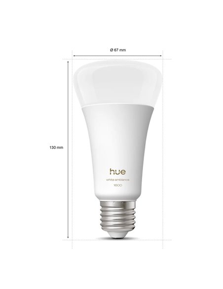 Bombilla LED inteligente super potente Hue E27 A60 1600Lm, 11,8W equivalente 100W, regulable, White Ambiance, control por voz