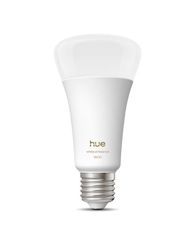Bombilla LED inteligente super potente Hue E27 A60 1600Lm, 11,8W equivalente 100W, regulable, White Ambiance, control por voz