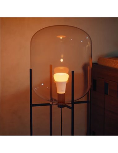 Pacote com 3 lâmpadas LED inteligentes Hue E27 A60, 810 lúmens, equivalente a 60 W (6 W), dimerizáveis, luz branca e colorida.