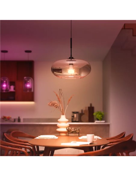 Pack 3 bombillas LES inteligentes Hue E27 A60, 810Lm, 6W equivalente 60W, regulable, White & Color Ambiance