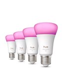 Lot de 4 ampoules LED intelligentes Hue E27 A60, 810 lm, 6 W équivalent à 60 W, dimmables, blanc et ambiance couleur