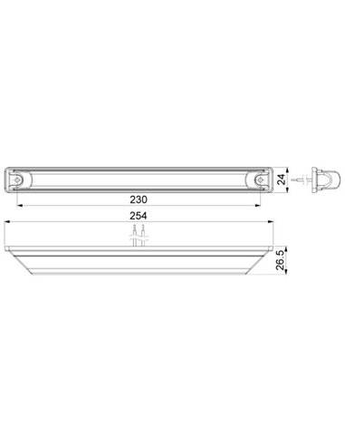Barra de luz de sinalização LED R1 A SM1 homologada para 12/24V, branca, âmbar e vermelha, IP68.