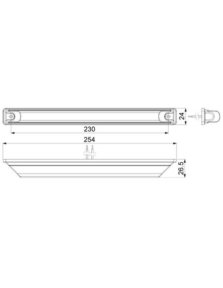 Barra LED de gálibo 12/24V homologada R1 A SM1, blanco, ámbar y rojo IP68