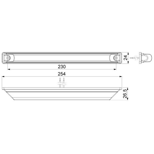 Barre lumineuse de gabarit à LED R1 A SM1 homologuée 12/24 V, blanche, orange et rouge, IP68