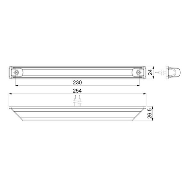 Barra LED de gálibo lateral con soporte 12/24V homologada SM1 ámbar IP68