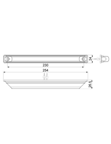 Barra de luz de sinalização frontal em LED, homologada para 12/24V, classe A, branca, IP68.