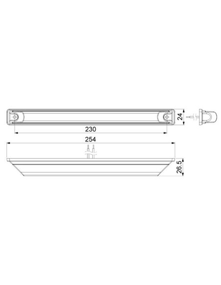 Barra LED de gálibo delantera 12/24V homologada A, blanca IP68