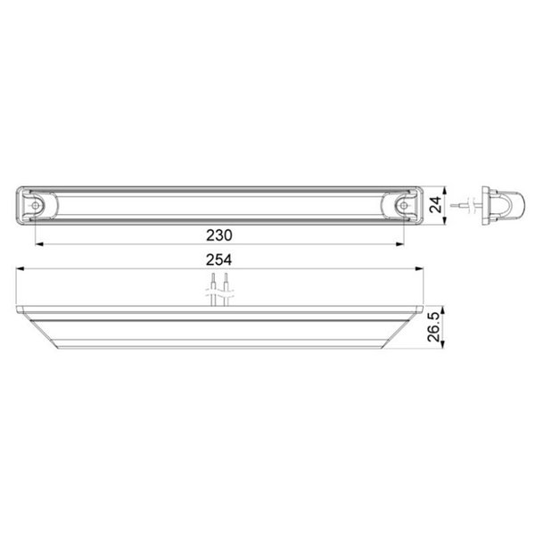Barra LED de gálibo delantera 12/24V homologada A, blanca IP68