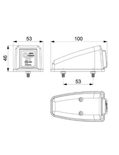 Luz de sinalização de canto LED aprovada SM1 R1 12/24V, branca, âmbar e vermelha IP68 2