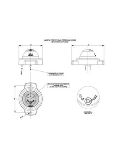 Feu de gabarit rond à LED avec support 12/24 V, homologué R1 A, blanc et rouge IP68 2