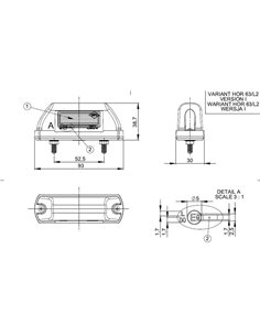 Piloto LED de galibo LD 744 delantero 12/24V homologado A IP68 2