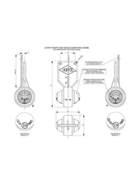 Luz de sinalização LED de 2 funções, LD 368 L e P, 12/24V dianteira/traseira R1 e A