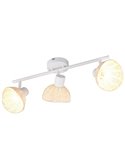 Regleta de techo de 3 focos rattan CALVI bombillas excl. 3x E14 max. 10W IP20 Blanco