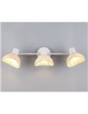 Luminária de teto CALVI com 3 lâmpadas em rattan, não inclui 3 soquetes E14 de 10W no máximo, IP20, branca.