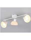 Regleta de techo de 3 focos rattan CALVI bombillas excl. 3x E14 max. 10W IP20 Blanco